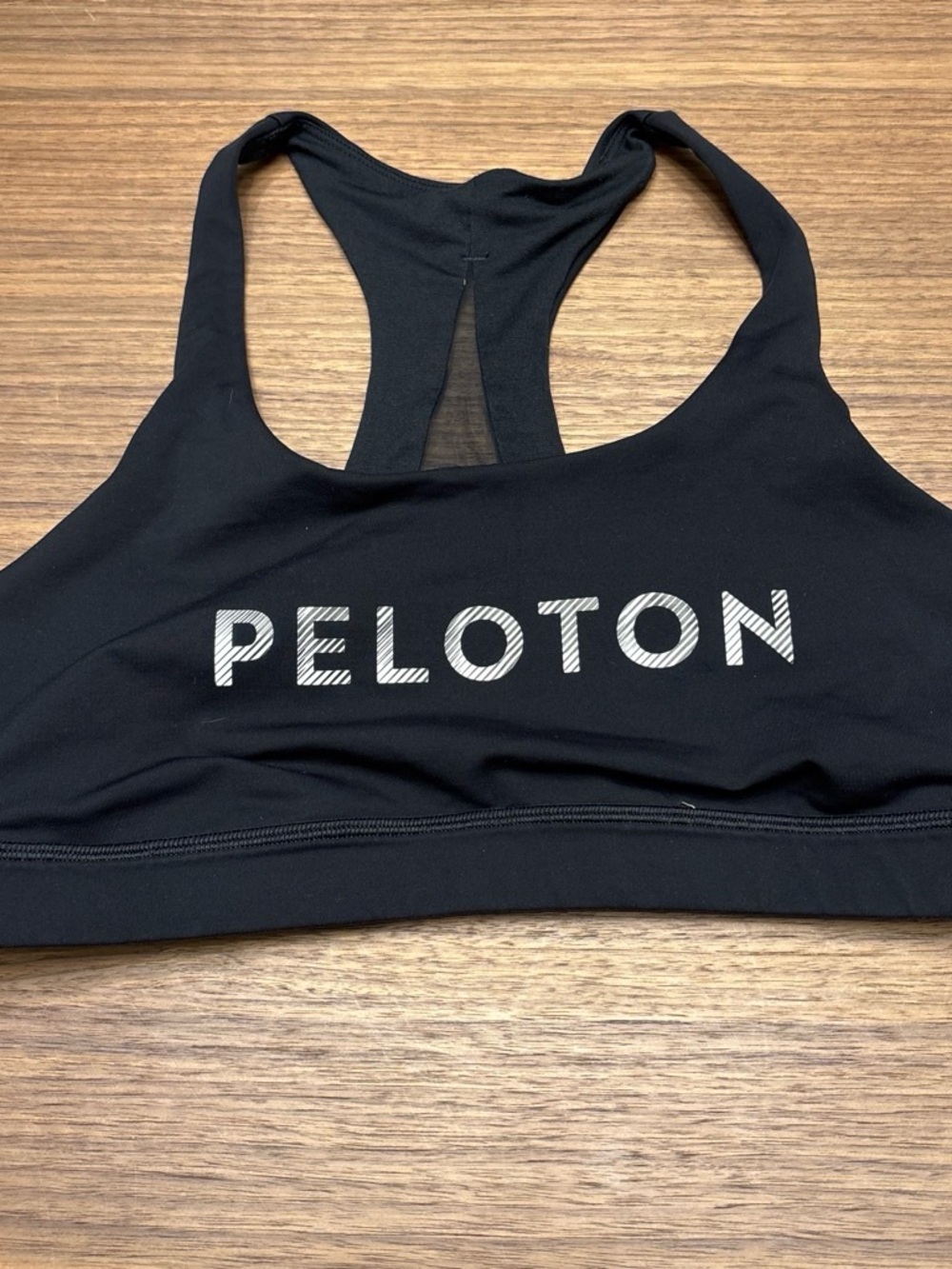 lululemon athletica Black Racerback Sports Bra with White Peloton Logo